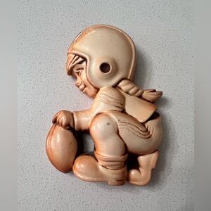 Vintage 1985 Miller‎ Studio Little Girl Football Player Wall Hanging Chalkware